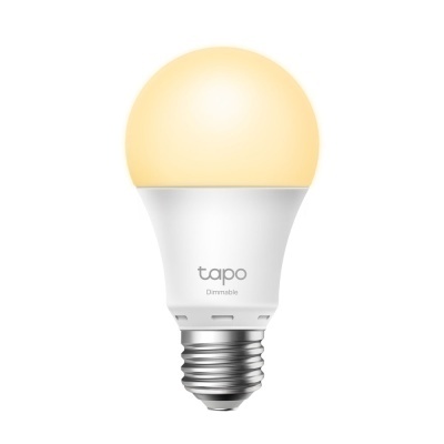 Lâmpada LED branca e amarela com texto tapo e Dimmable