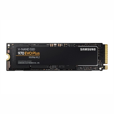 SSD Samsung 970 EVO Plus NVMe M.2 preto em fundo branco