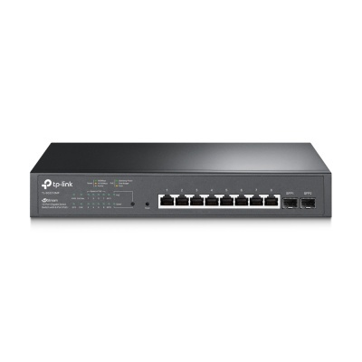 Comutador de rede TP-Link preto com 10 portas Ethernet