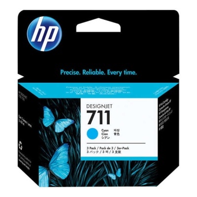 Caixa de tinta HP DesignJet 711 ciano com imagem de borboletas azuis