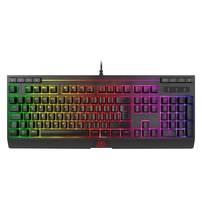 Teclado gaming com iluminação RGB multicolorida e texto 1LIFE GAMING SERIES
