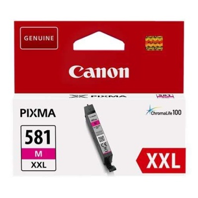 Embalagem de tinteiro Canon PIXMA 581 M XXL em vermelho e branco