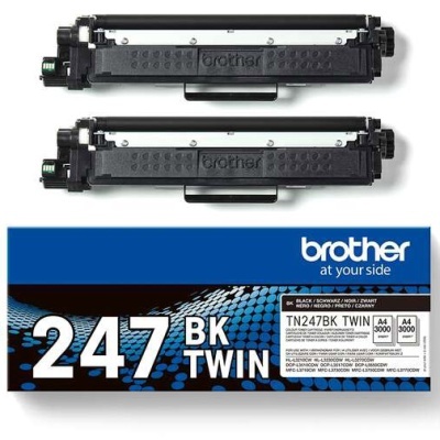 Dois toners Brother TN247BK TWIN com embalagem azul e preta
