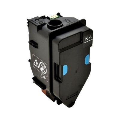 Cartucho de tinta preta para impressora preto com detalhes azuis e texto K+