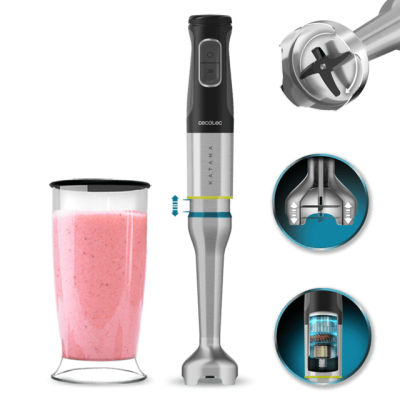 Varinha mágica de aço inoxidável Cectec Katana com copo contendo líquido rosa