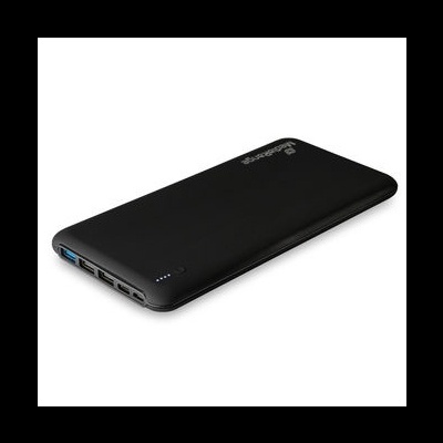 Powerbank preto com várias portas USB e luzes indicadoras