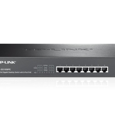 Comutador de rede TP-LINK TL-SG1008PE com 8 portas Ethernet cinzento escuro