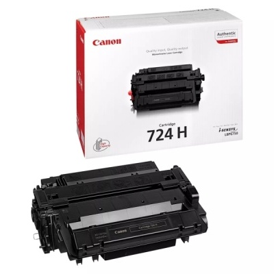 Cartucho de toner Canon 724 H preto com caixa branca e vermelha