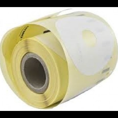 Rolo de etiquetas amarelas autocolantes em embalagem plástica