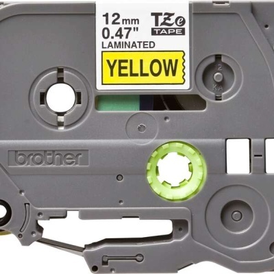 Cartucho de fita laminada Brother TZe cinzento com texto 12 mm 0.47 TZe TAPE LAMINATED YELLOW