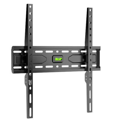 Suporte de parede preto para televisão com nível verde