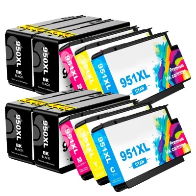 Tinteiros 951XL e 950XL para impressora com etiquetas coloridas