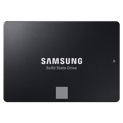 Disco SSD Samsung preto com texto branco
