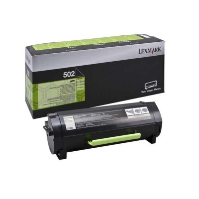 Cartucho de impressão Lexmark modelo 502 com caixa preta e verde
