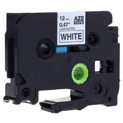 Cartucho de fita laminada AZE TAPE branco de 12 mm