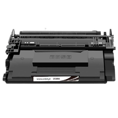 Toner preto para impressora com etiqueta branca com texto www.onbit.pt CF289A