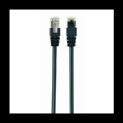 Cabo de rede Ethernet preto com conectores RJ45