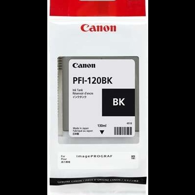 Bomba de tinta Canon PFI-120BK preta 130ml na embalagem branca e vermelha