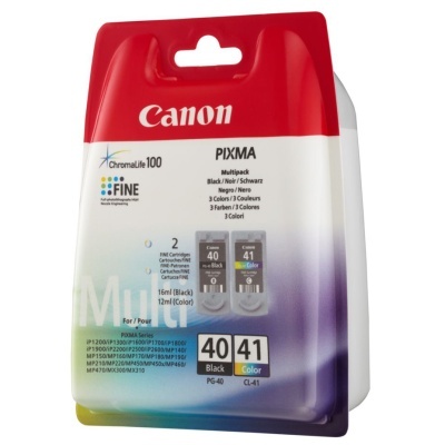 Embalagem de cartuchos de tinta Canon PIXMA multipack com 2 cartuchos preto e colorido