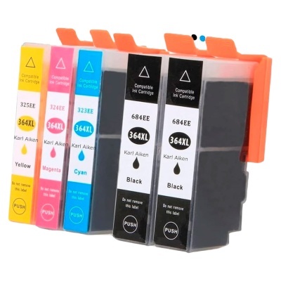 Conjunto de tinteiros de impressora coloridos e pretos compatíveis