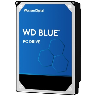 Disco rígido Western Digital WD BLUE PC DRIVE com etiqueta azul e preta