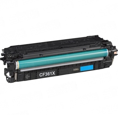 Toner CF361X para impressora com cilindro verde e corpo preto