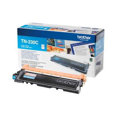 Cartucho de toner Brother TN-230C cyan com embalagem azul e branca