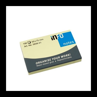 Bloco de notas autocolante amarelo info notes em embalagem preta, azul e branca