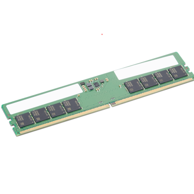 Módulo de memória RAM DDR4 verde com chips pretos e conectores dourados