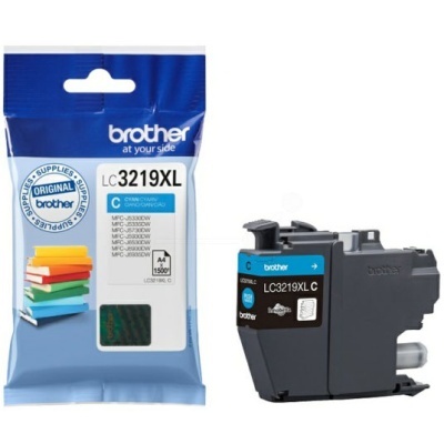 Cartucho de tinta Brother LC3219XL ciano com embalagem azul e branca