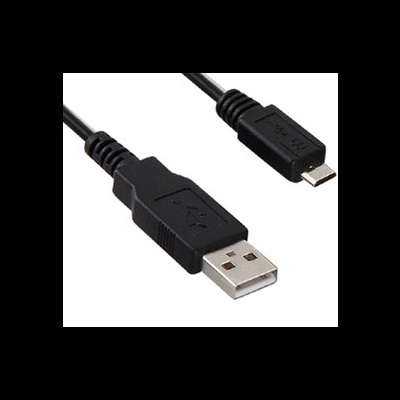 Cabo USB preto com conector USB tipo A e micro USB