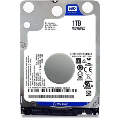 Disco rígido interno WD Blue 1TB com etiqueta e conector SATA
