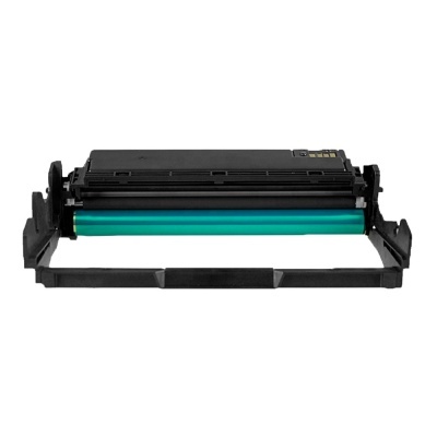 Toner de impressora preto com cilindro verde-turquesa