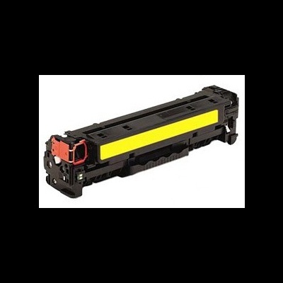 Cartucho de toner amarelo para impressora, preto com detalhes vermelhos.