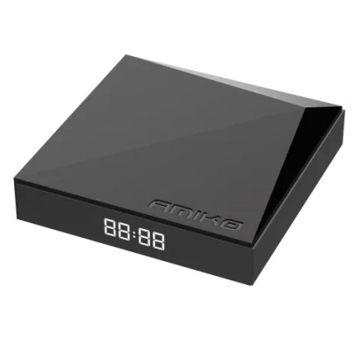 Dispositivo electrónico preto com visor digital e inscrição amilka.