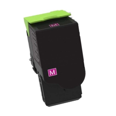 Cartucho de tinta preto com tampa verde e etiquetas com a letra M