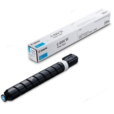 Toner Canon C-EXV 51 ciano com embalagem branca e azul