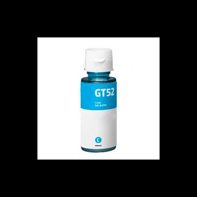 Frasco de tinta azul GT52 para impressora com rótulo azul e branco