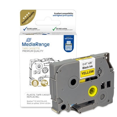 Fita cassete de plástico para impressora de etiquetas amarela com embalagem MediaRange branca