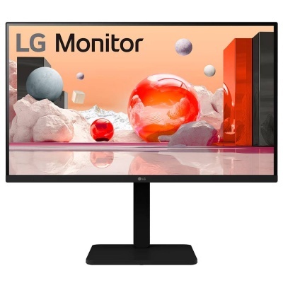 Monitor LG com suporte preto apresentando imagem colorida