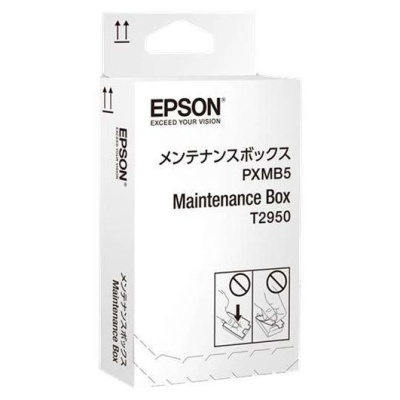 Embalagem branca da Epson para Maintenance Box PXMB5 T2950 com texto e ilustrações