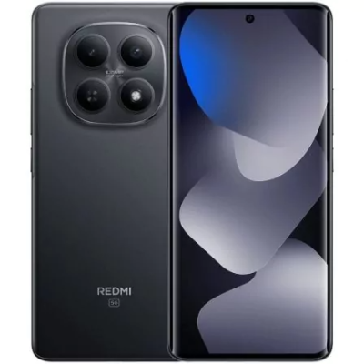 Smartphone Redmi preto 5G com quatro câmaras traseiras e ecrã frontal