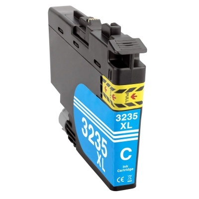 Cartucho de tinta preto com etiqueta azul 3235 XL C e faixa amarela PULL