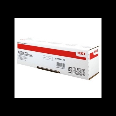 Embalagem branca e vermelha para cartucho de toner OKI