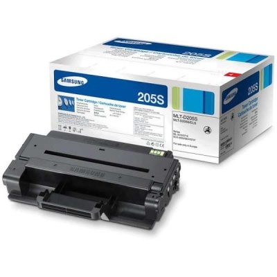 Cartucho de toner preto Samsung 205S com caixa branca e azul