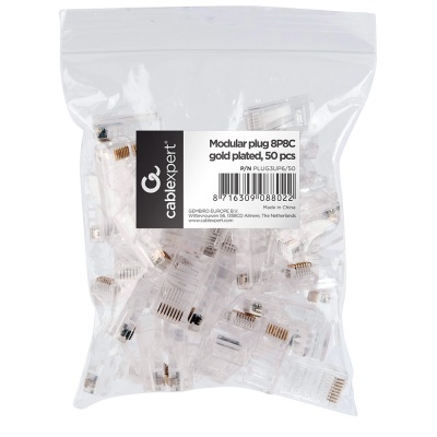 Pacote de conectores modulares 8P8C dourados cablexpert