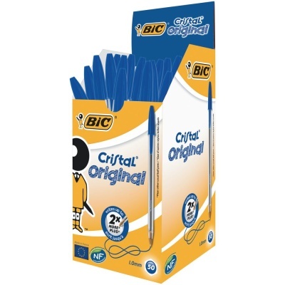 Caixa de 50 esferográficas BIC Cristal Original com tampa azul