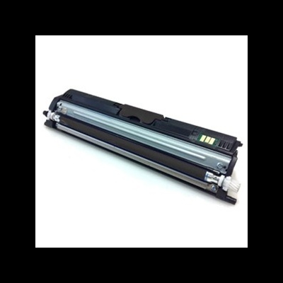 Toner para impressora preto com rolos metálicos e chips em fundo branco