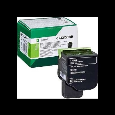 Cartucho de tinta preto Lexmark C242XK0 com embalagem verde e branca