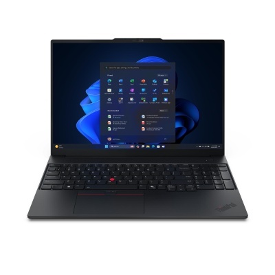Portátil preto ThinkPad com ecrã ligado Windows 11